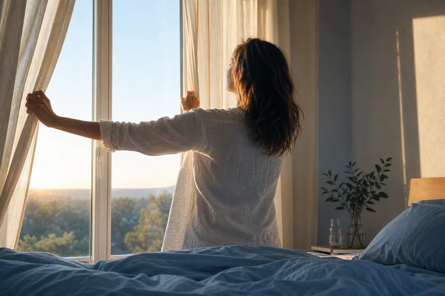Luce naturale del mattino durante una routine di adattamento ai cambi di stagione