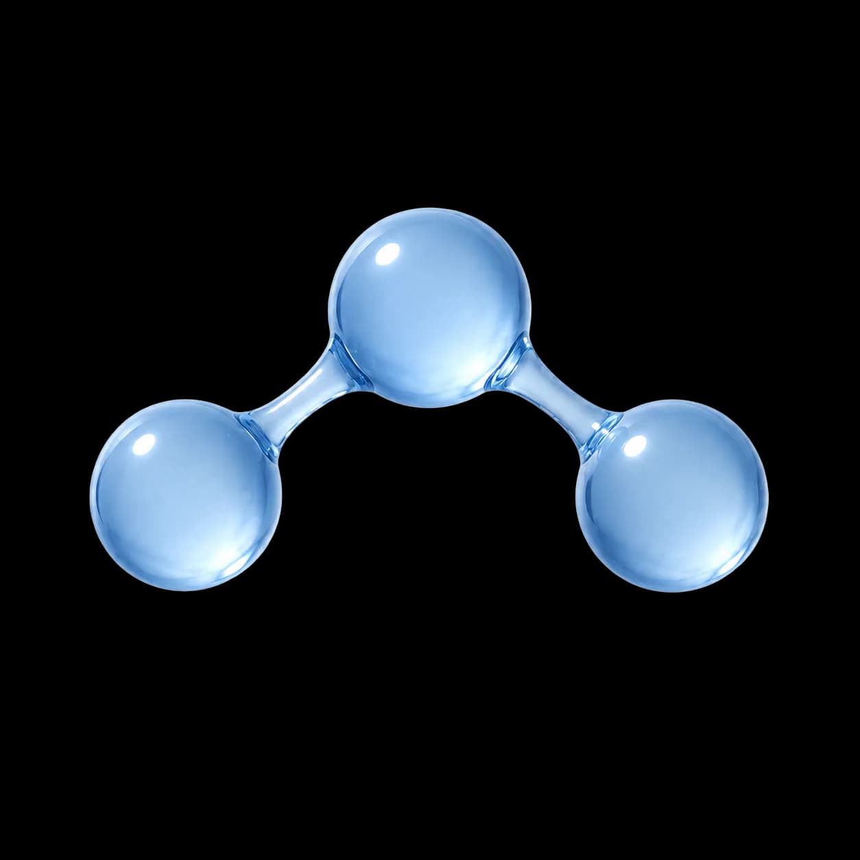 Molecola di ozono O₃ in vetro blu